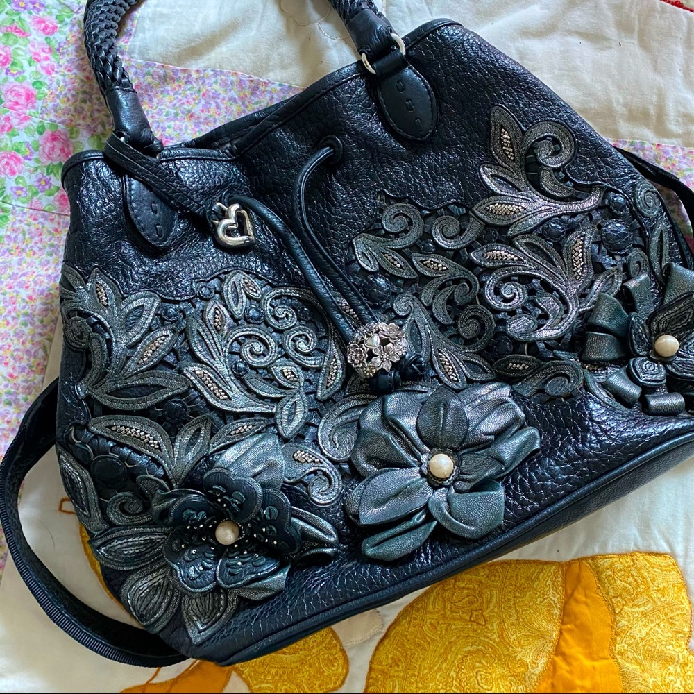 Beautiful Brighton hobo style black leather handbag/purse